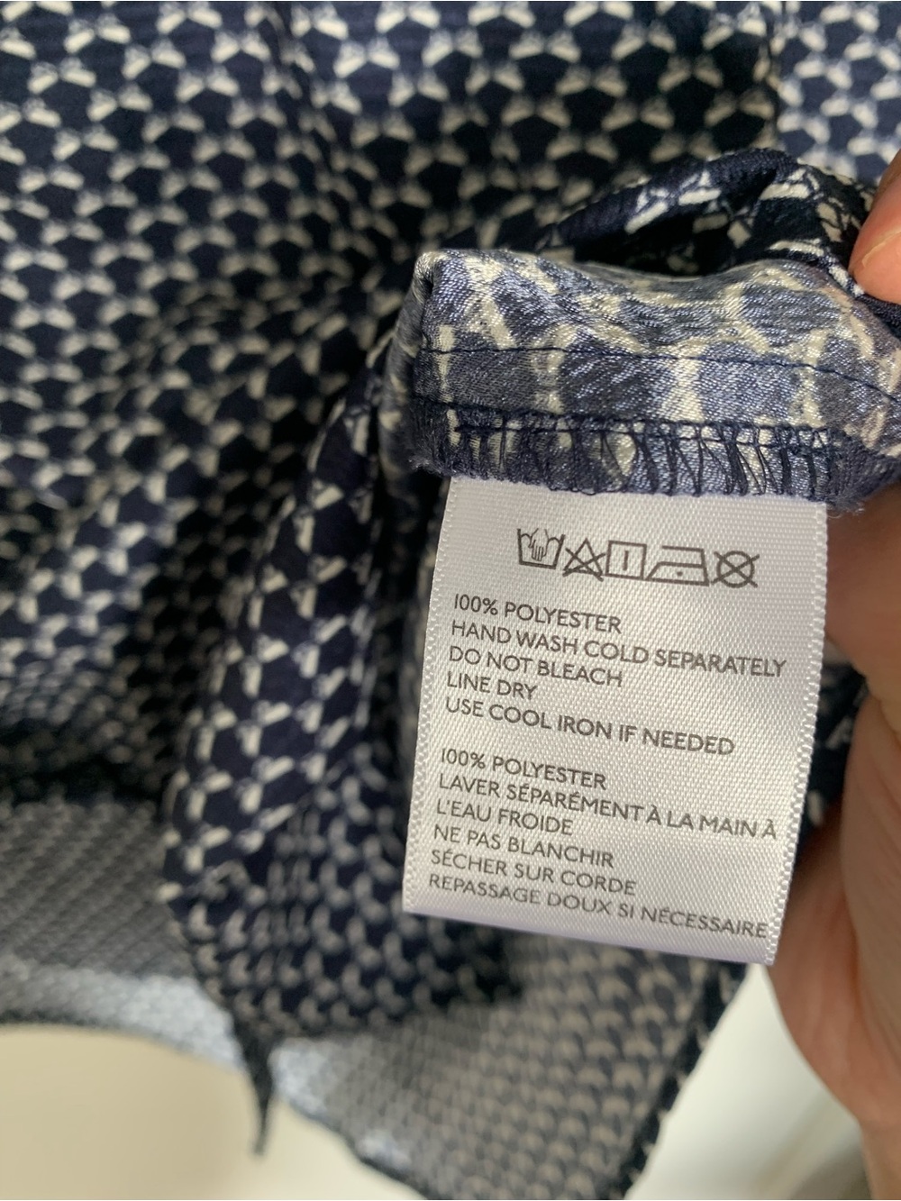 Navy Patterned Button-Up Shirt - Picture 5 of 5